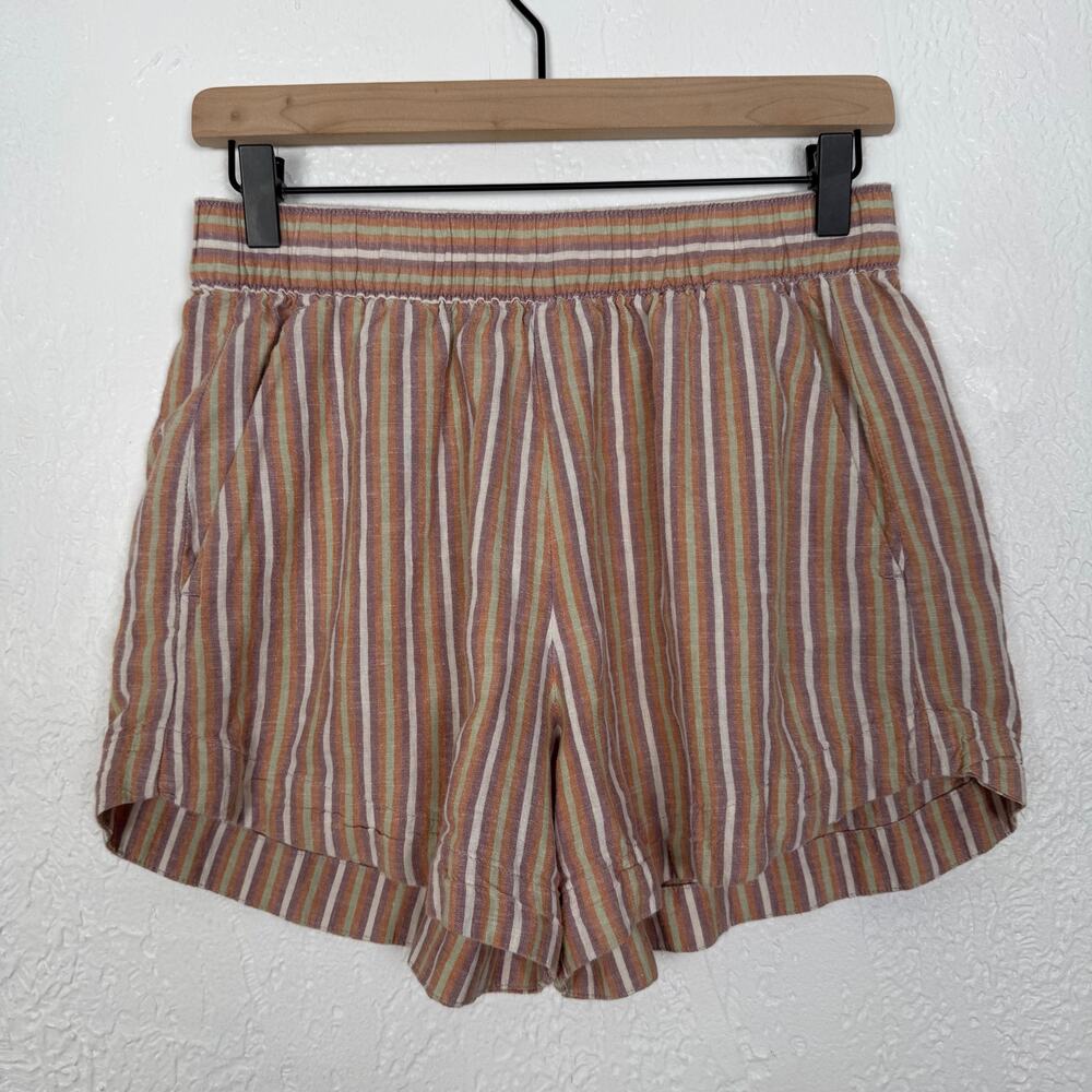 Patagonia Garden Island Shorts Striped Hemp Blend Elastic Waist Size Small